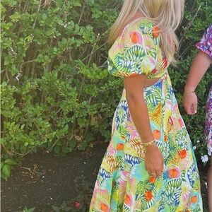 Colorful Tropical Print Dress